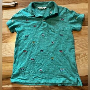 Mini Boden 8/9y embroidered slub polo shirt.